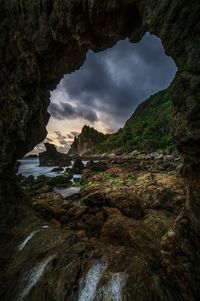 Scenic view of rock formation against sky