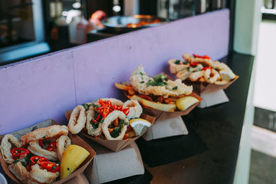 Close-up of food on table