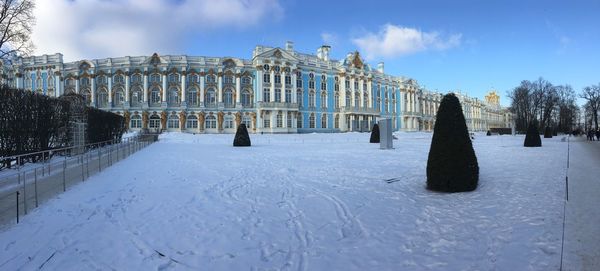 View of historic building in winter