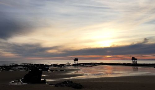 Scenic view of sea against cloudy sky