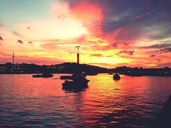 Scenic view of sea at sunset