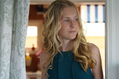 Portrait of beautiful woman at home