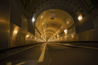 Empty road in tunnel