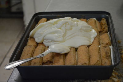 Close-up of food on table