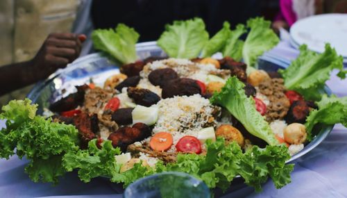 Close-up of meal served in plate