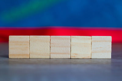 Close-up of wooden blocks on table