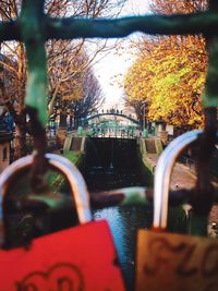 Close-up of chainlink fence in park