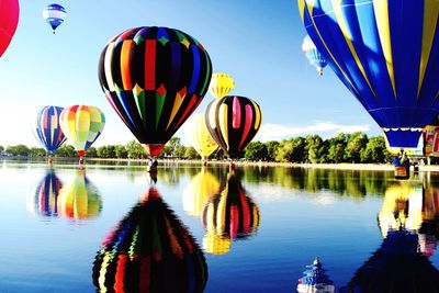 Hot air balloons flying in sky