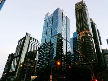 Low angle view of skyscrapers against sky