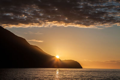 Scenic view of sea at sunset