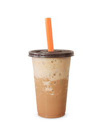 Close-up of drink against white background