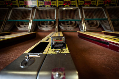 High angle view of machine on table