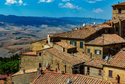 High angle view of townscape against sky