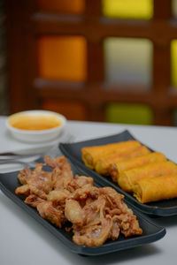 Close-up of served food in plate