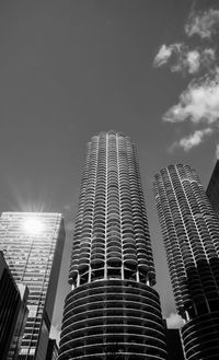 Low angle view of modern buildings against sky