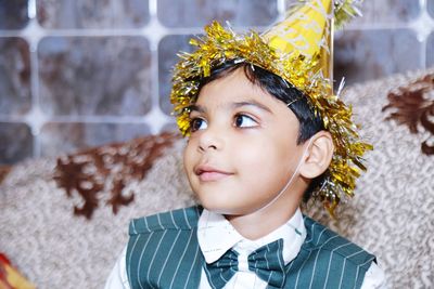 Portrait of cute girl smiling outdoors