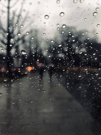 Wet glass window in rainy season