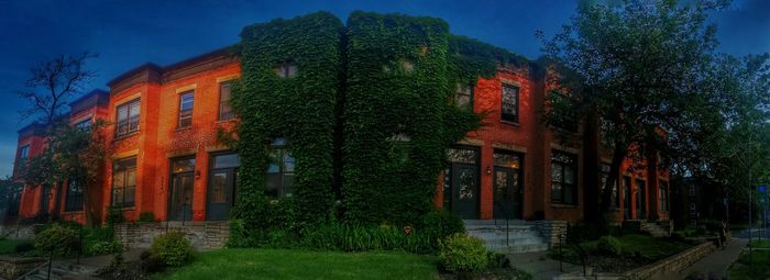 Building with trees in background