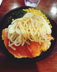 High angle view of meal served in plate