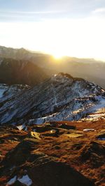 Scenic view of landscape against sky during sunset