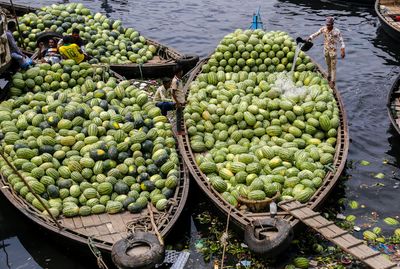 High angle view of fruits for sale in market