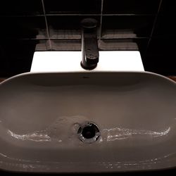 High angle view of water in bathroom