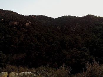 Scenic view of mountains against clear sky