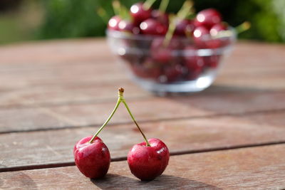 Close-up of apples on table