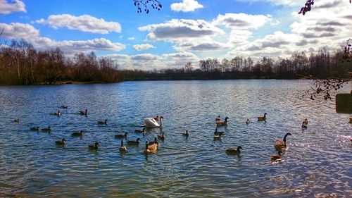 Scenic view of lake against sky