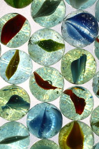 Full frame of colorful glass marbles