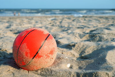 Close-up of ball on beach