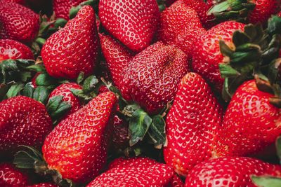 Full frame shot of organic strawberries