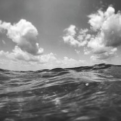 Scenic view of sea against cloudy sky