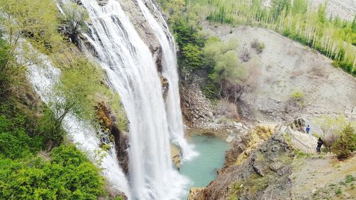 High angle view of waterfall