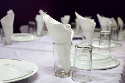 Close-up of ice cream in glass on table