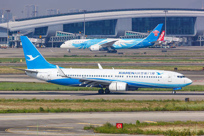 Airplane on airport runway