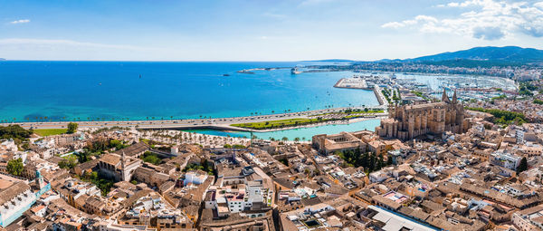 Aerial view of the capital of mallorca - palma de mallorca in spain.