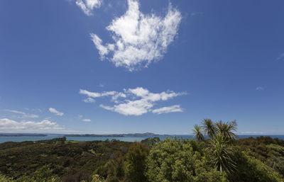 Scenic view of sea against blue sky