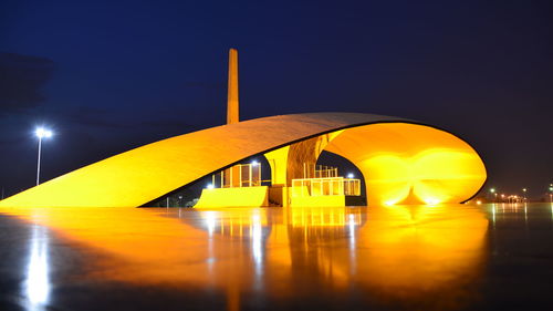 View of yellow lights at night