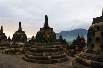 View from borobodur temple against cloudy sky java