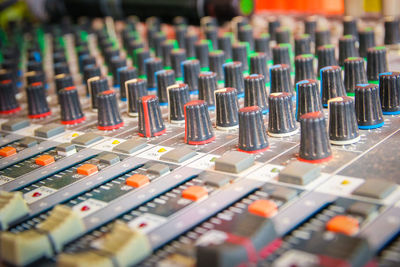 Close-up of sound mixer