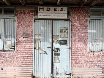 Closed door of old building