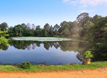 Scenic view of lake against sky