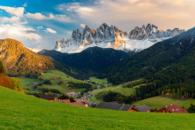 Panoramic view of landscape against sky at sunset