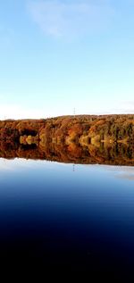 Scenic view of lake against blue sky