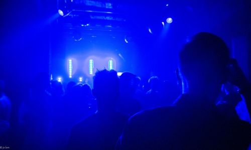 People enjoying music concert at night