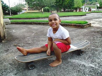 Portrait of smiling girl playing on playground