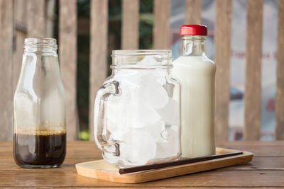 Close-up of drinks on table