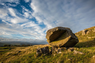 Samsons toe at winskill stones where a silurian boulder has been dropped by ribblesdale glacier.