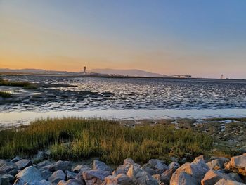 Scenic view of sea against sky during sunset